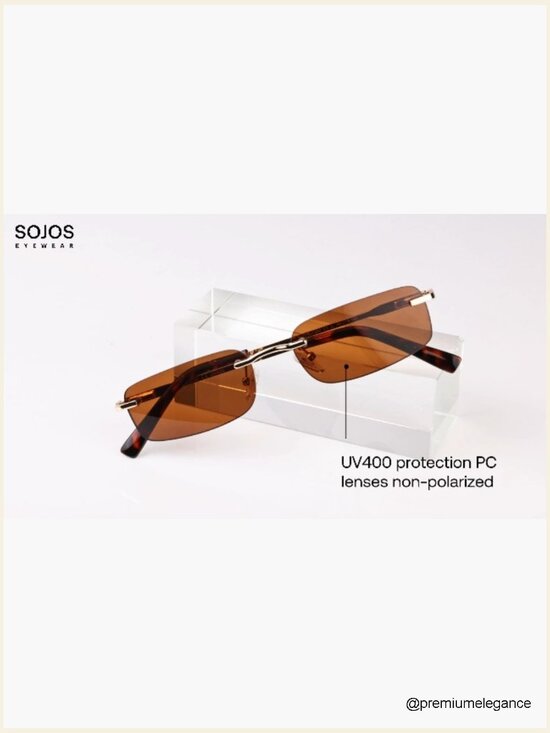 Trendy Small Square Sunglasses Retro Rimless Narrow Shades UVA/UVB Protection